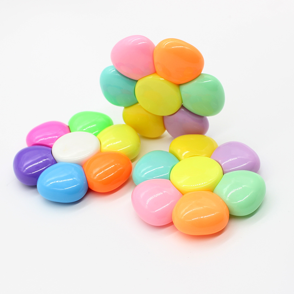 Colored plastic petal-shaped 6-color highlighters, shaped highlighters that can be used as marking highlighters details Picture