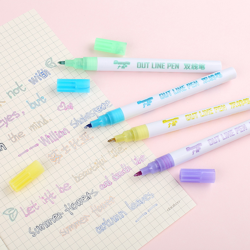 GN153-12 color metallic marker pens, DIY drawing pens, water-based dreamy double-line pens, and colored highlighters are all available details Picture