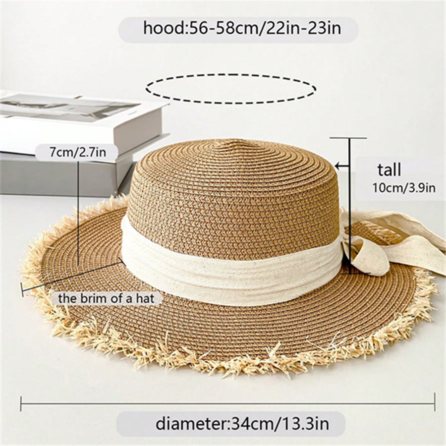 Cross-border wide-brimmed straw hats, custom-made outdoor sun protection hats, high-end style papyrus wide-brimmed straw hats Item Picture