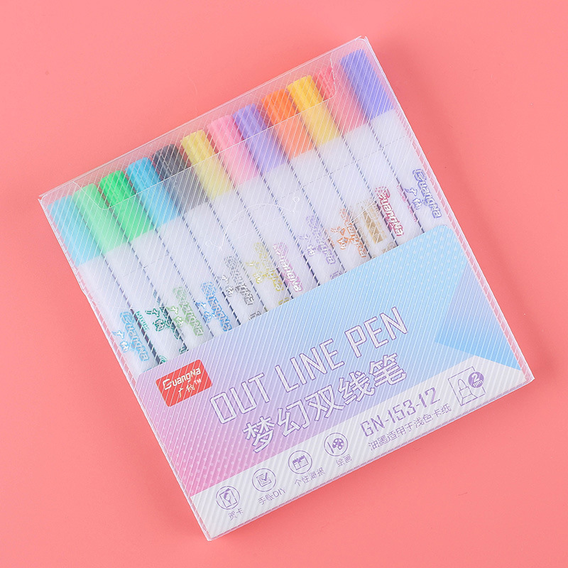 GN153-12 color metallic marker pens, DIY drawing pens, water-based dreamy double-line pens, and colored highlighters are all available Application Scenario