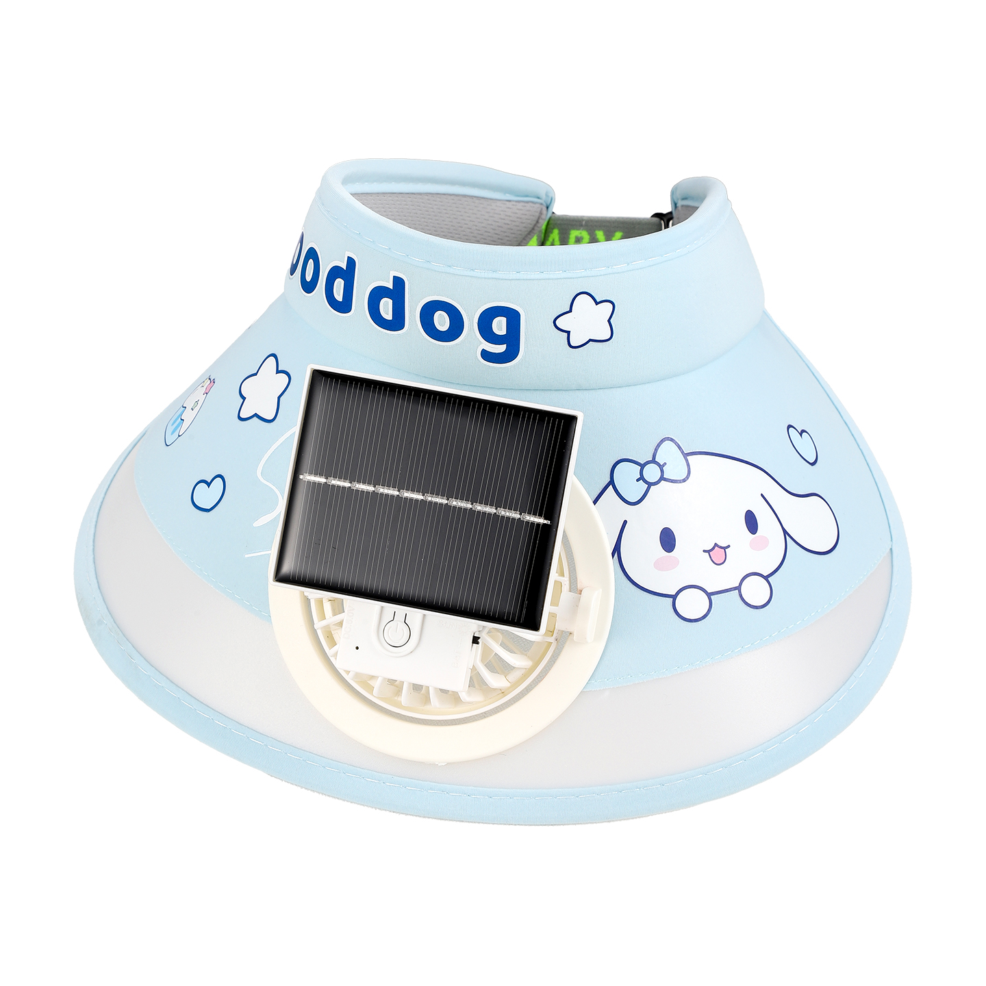 Cartoon solar charging fan, cartoon cap, children's fan, sun protection cap, UV-blocking sun hat, fan cap Application Scenario