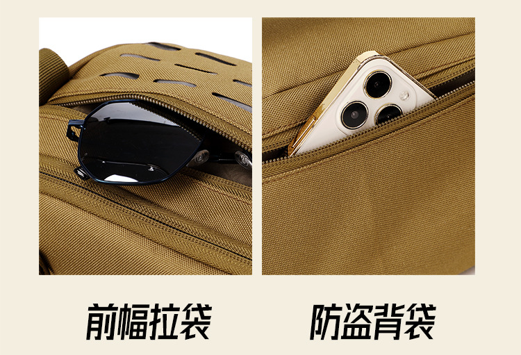 Sports waist bag, outdoor multi-functional tactical single-shoulder bag, men's sports chest bag, running and cycling crossbody bag, can be printed with logo detail image 9