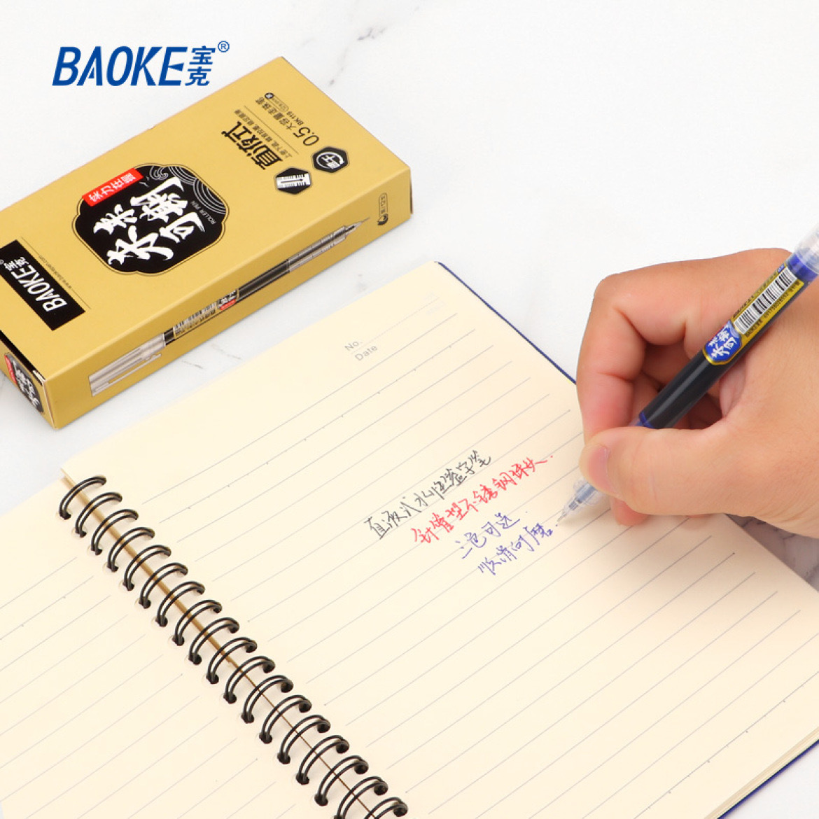Baok Quick-drying gel pen, large-capacity direct liquid type problem-solving ballpoint pen, 0.5mm black, blue and red signature pen Application Scenario