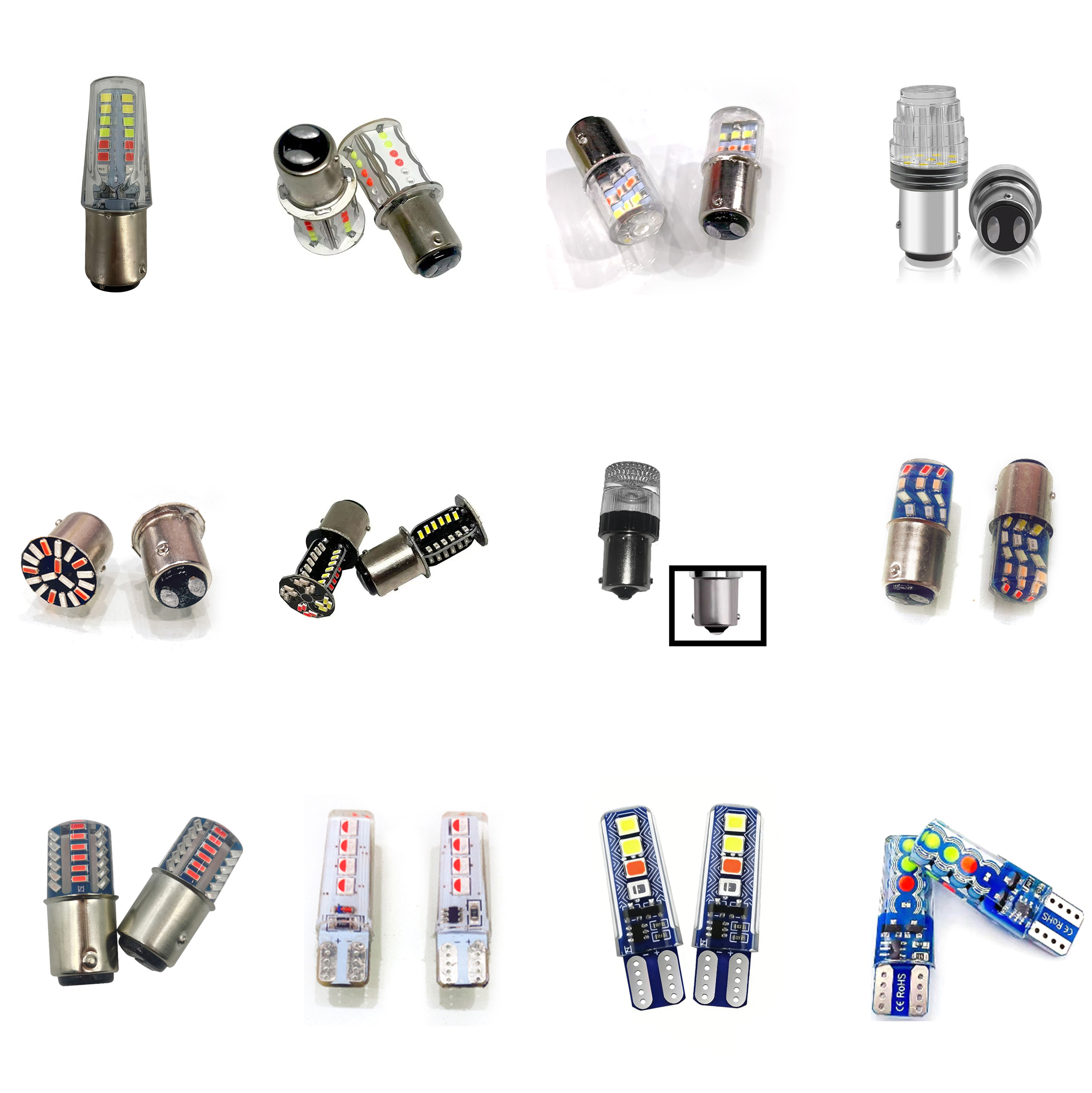 Cross-border supply of motorcycle parts, motorcycle light T10 1156/1157 12V seven-color flashing water light full figure