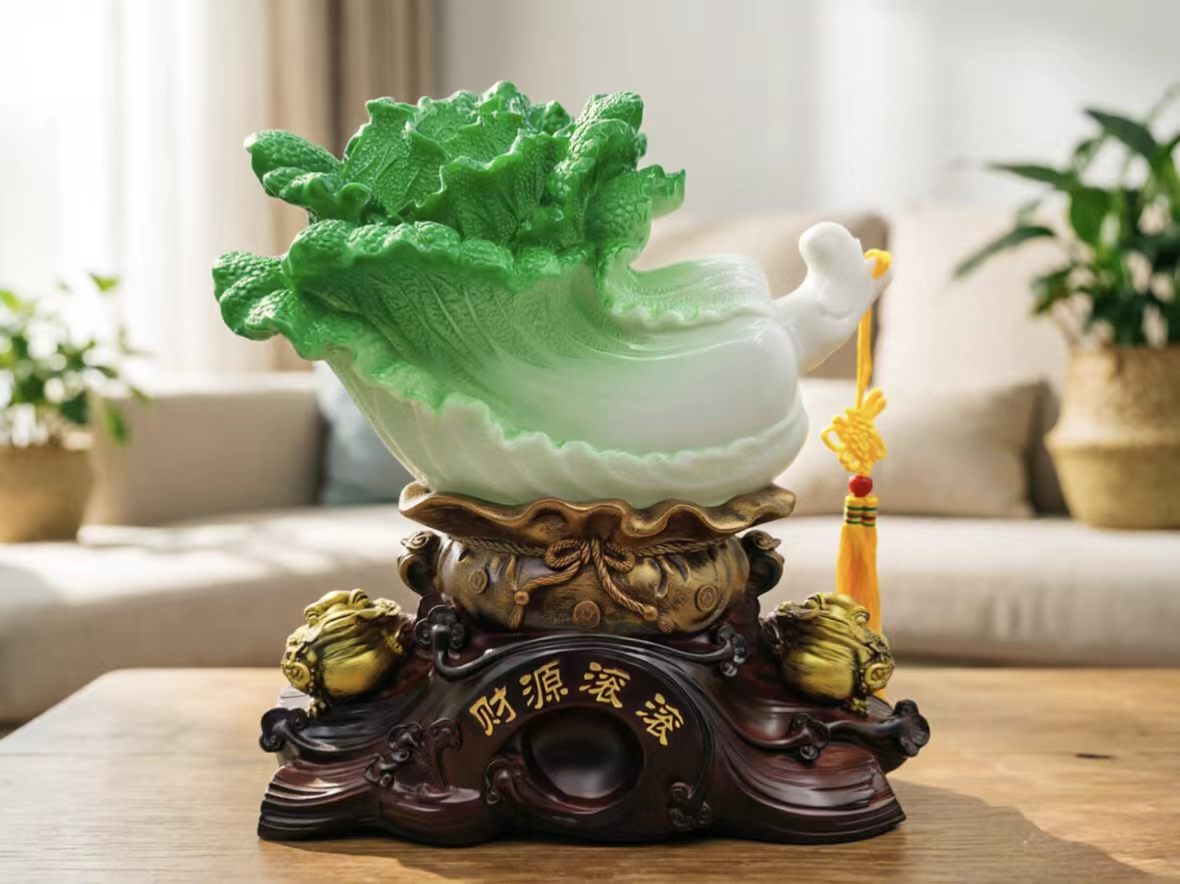 厂家直销工艺品树脂仿玉白菜财源滚滚白菜摆件家居礼品摆件
