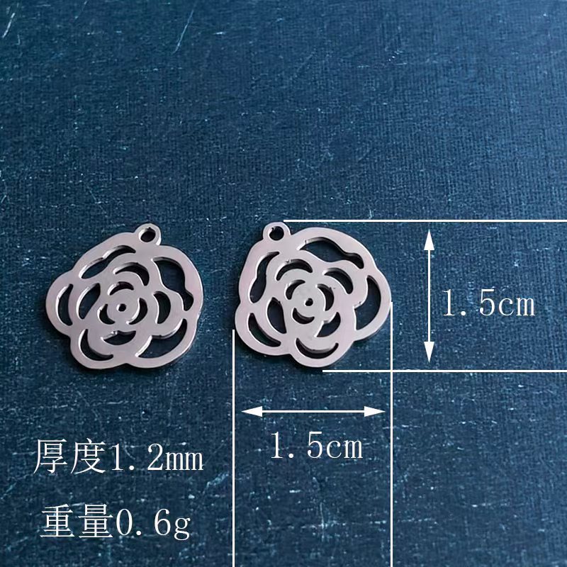 Cross-border titanium steel and stainless steel flower, rose pendant, bracelet, necklace DIY jewelry accessories, fashionable and personalized detail image 2