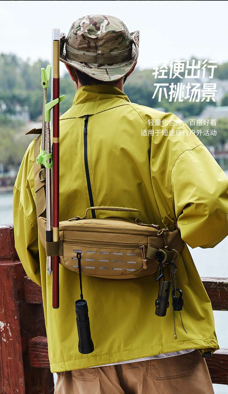 Sports waist bag, outdoor multi-functional tactical single-shoulder bag, men's sports chest bag, running and cycling crossbody bag, can be printed with logo detail image 1