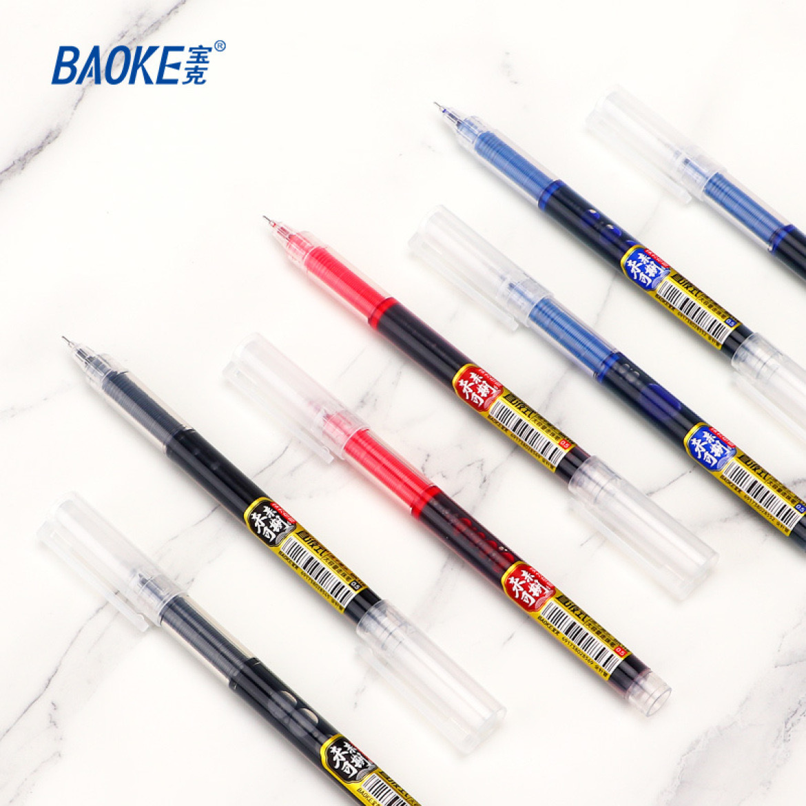 Baok Quick-drying gel pen, large-capacity direct liquid type problem-solving ballpoint pen, 0.5mm black, blue and red signature pen Specification image
