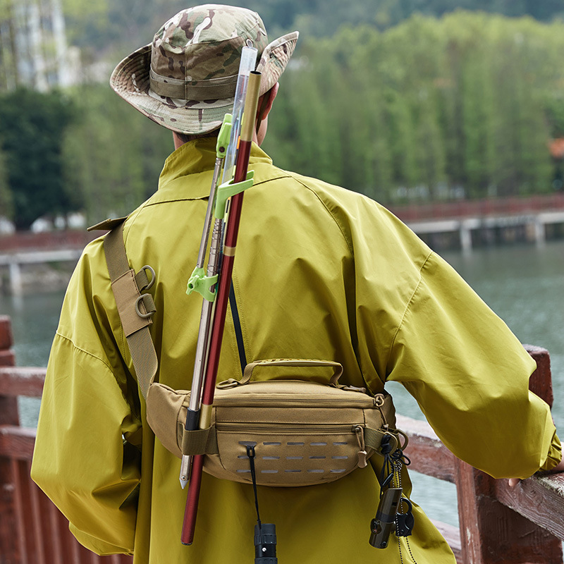 Sports waist bag, outdoor multi-functional tactical single-shoulder bag, men's sports chest bag, running and cycling crossbody bag, can be printed with logo