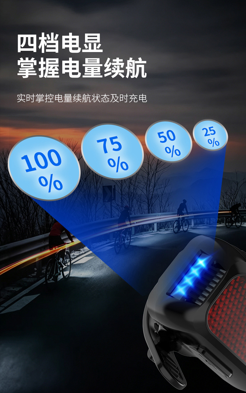 W15尾灯 USB充电自行车尾灯山地单车尾灯 骑行装备安全警示灯详情4