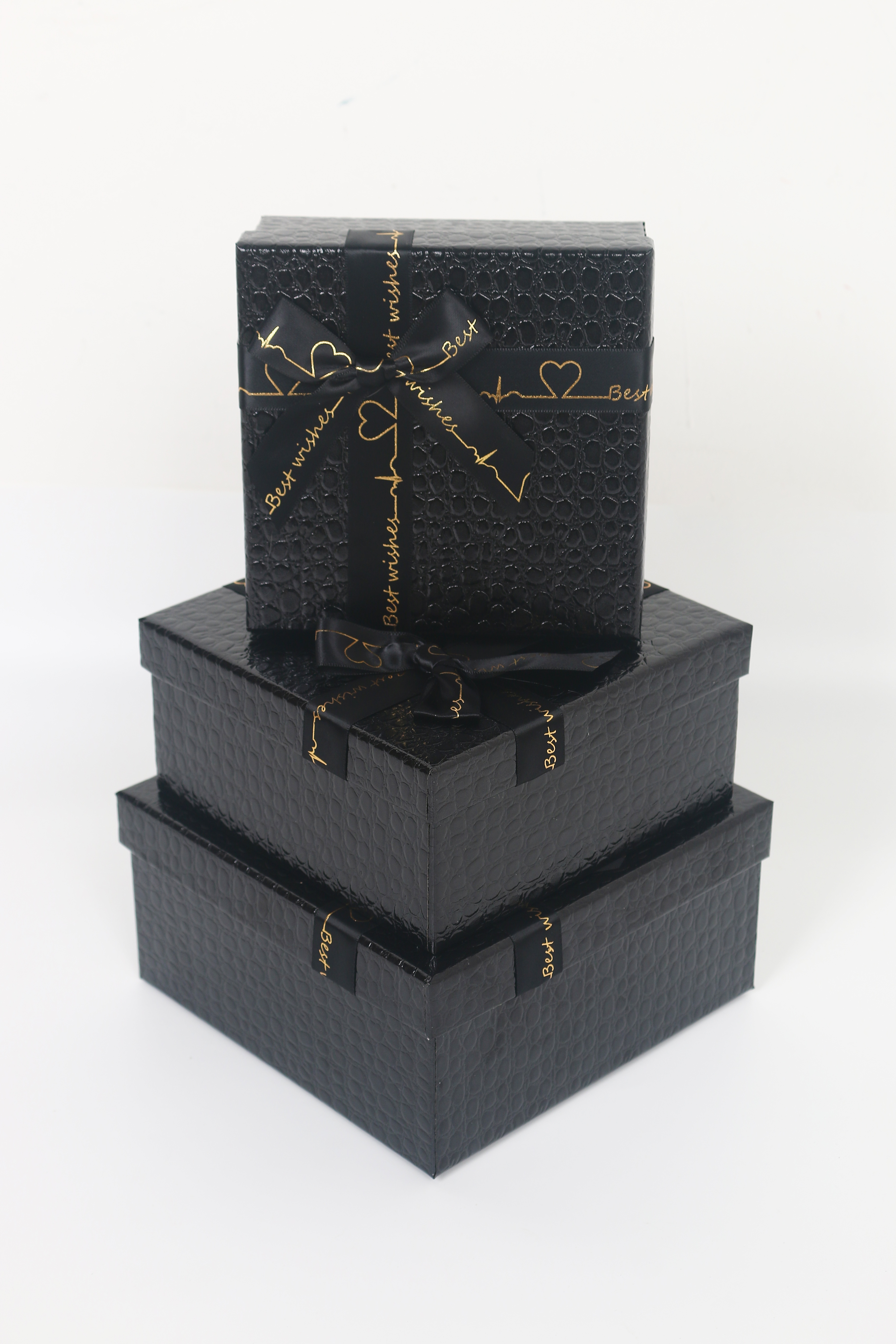 3403 square three-piece set, exquisite lychee pattern gift box, handcrafted ribbon bow, factory direct sale Specification image