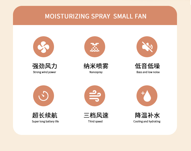 手持喷雾风扇 喷雾加湿补水制冷静音风扇桌面风扇USB充电迷你风扇详情6