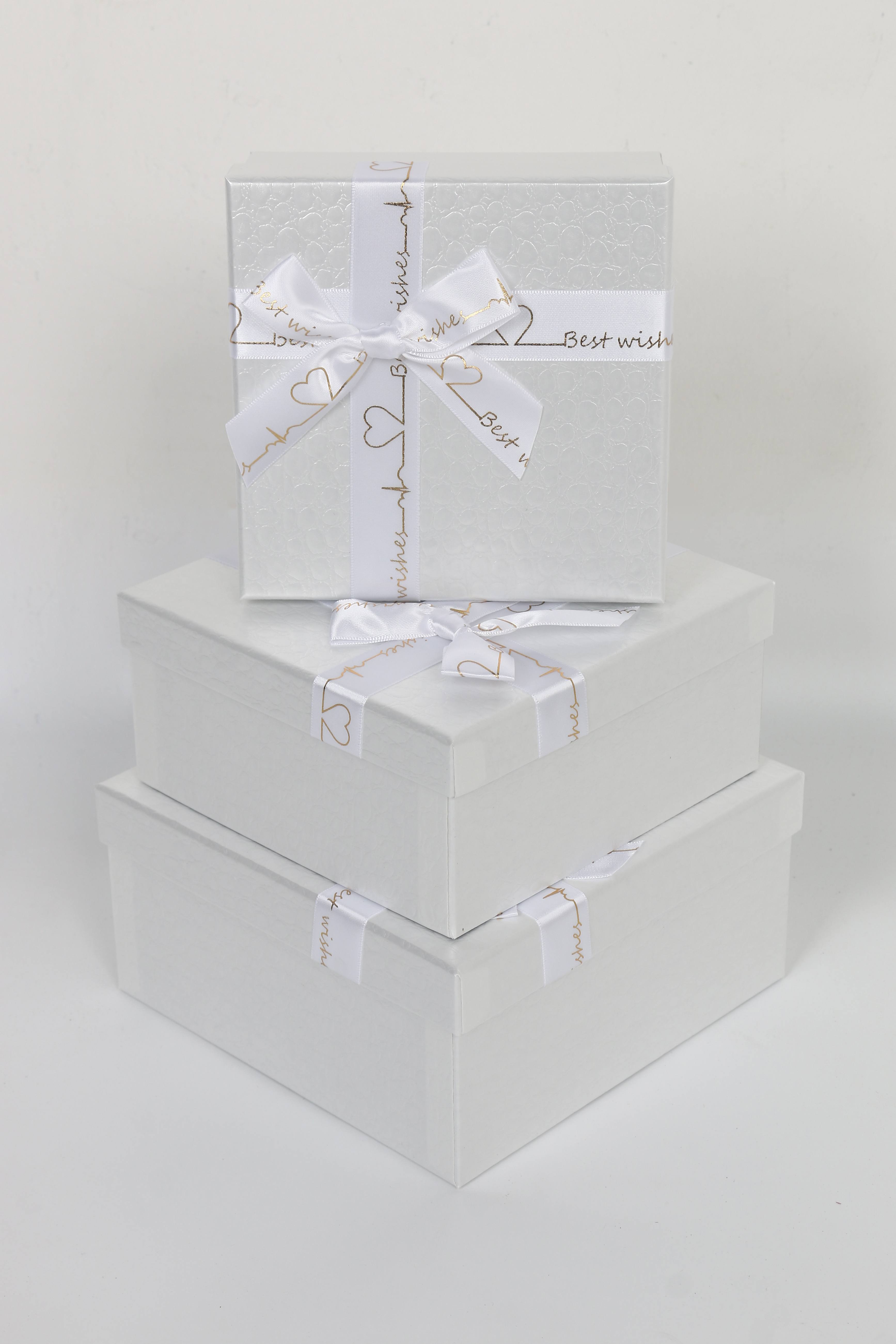 3403 square three-piece set, exquisite lychee pattern gift box, handcrafted ribbon bow, factory direct sale pic 1