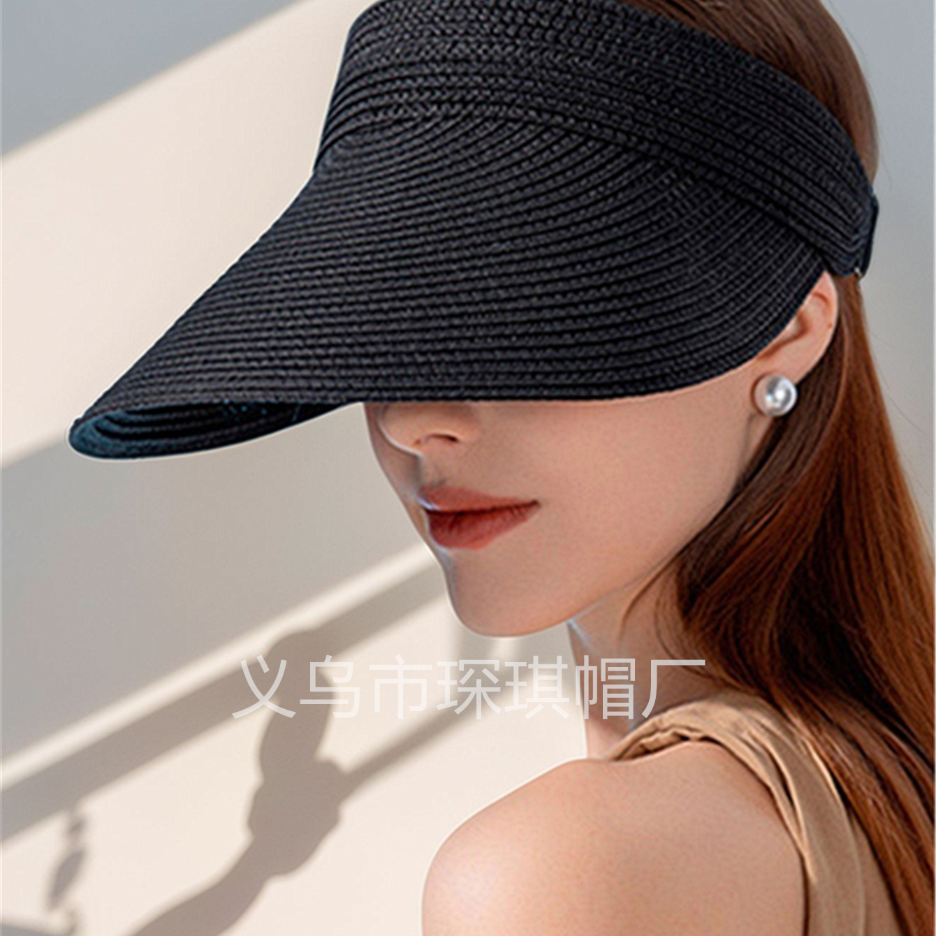 Women's summer straw hat, open-top straw hat, baseball hat, sun hat, wide-brimmed sun protection hat, sun hat, vacation beach hat, outdoor casual cycling hat, versatile and foldable hat Specification image