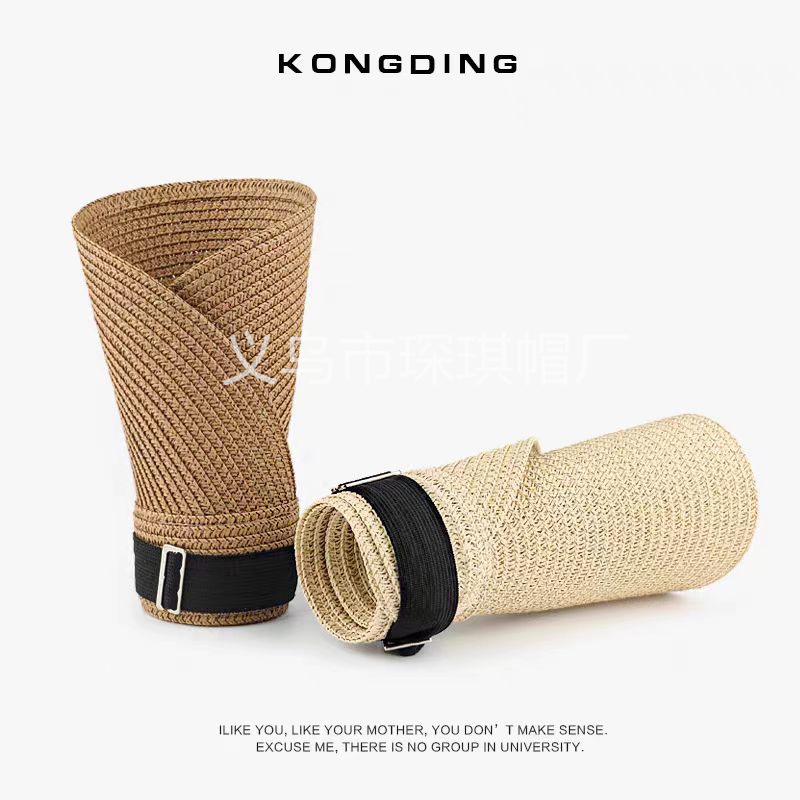 Women's summer straw hat, open-top straw hat, baseball hat, sun hat, wide-brimmed sun protection hat, sun hat, vacation beach hat, outdoor casual cycling hat, versatile and foldable hat Item Picture