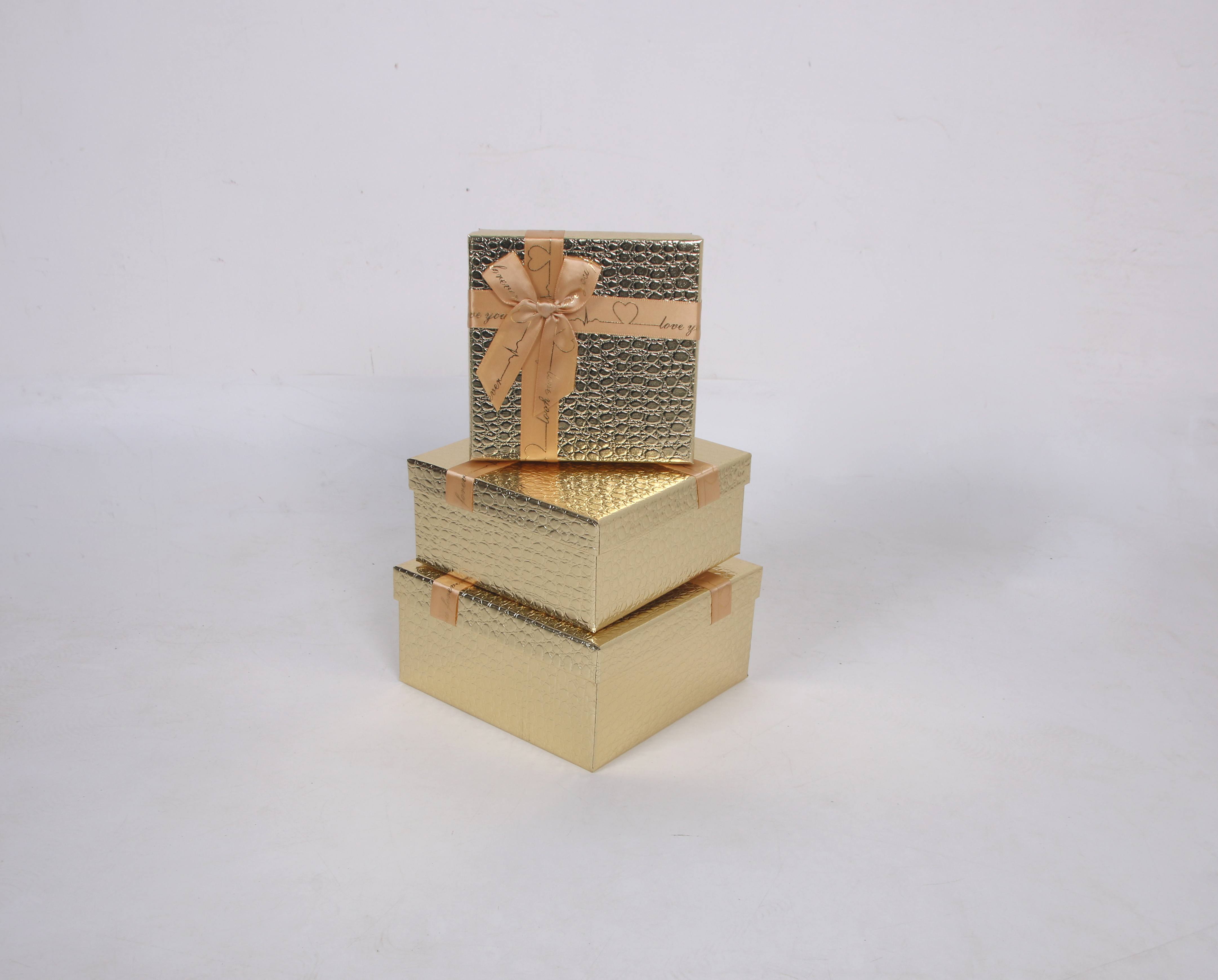 3403 square three-piece set, exquisite lychee pattern gift box, handcrafted ribbon bow, factory direct sale pic 4