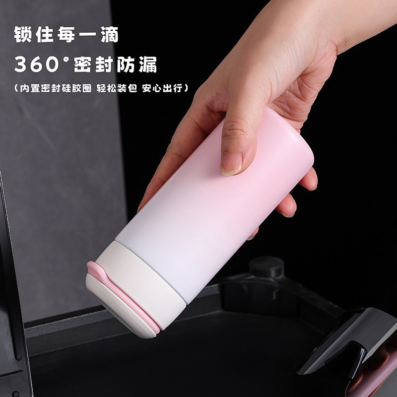 316 stainless steel pocket cups, mini boys' and girls', students' and children's water cups, portable and cute gradient color insulated cups details Picture