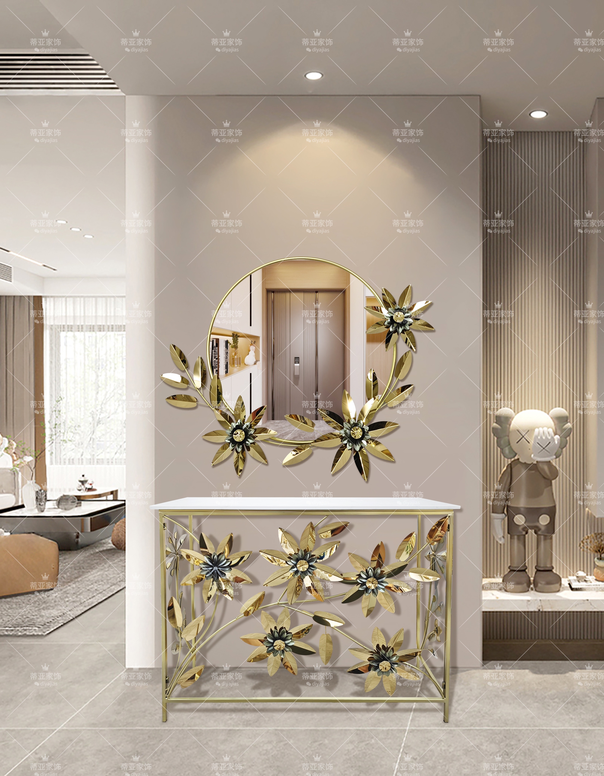أزهار معدنية مزخرفة بأثاث في الهواء الطلق Specification image