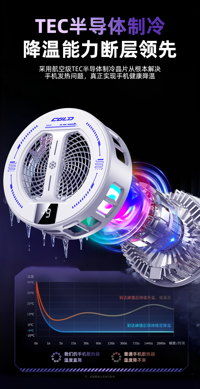 磁吸手机散热器 结冰款手机散热器 磁吸背景两用散热器半导体制冷详情3