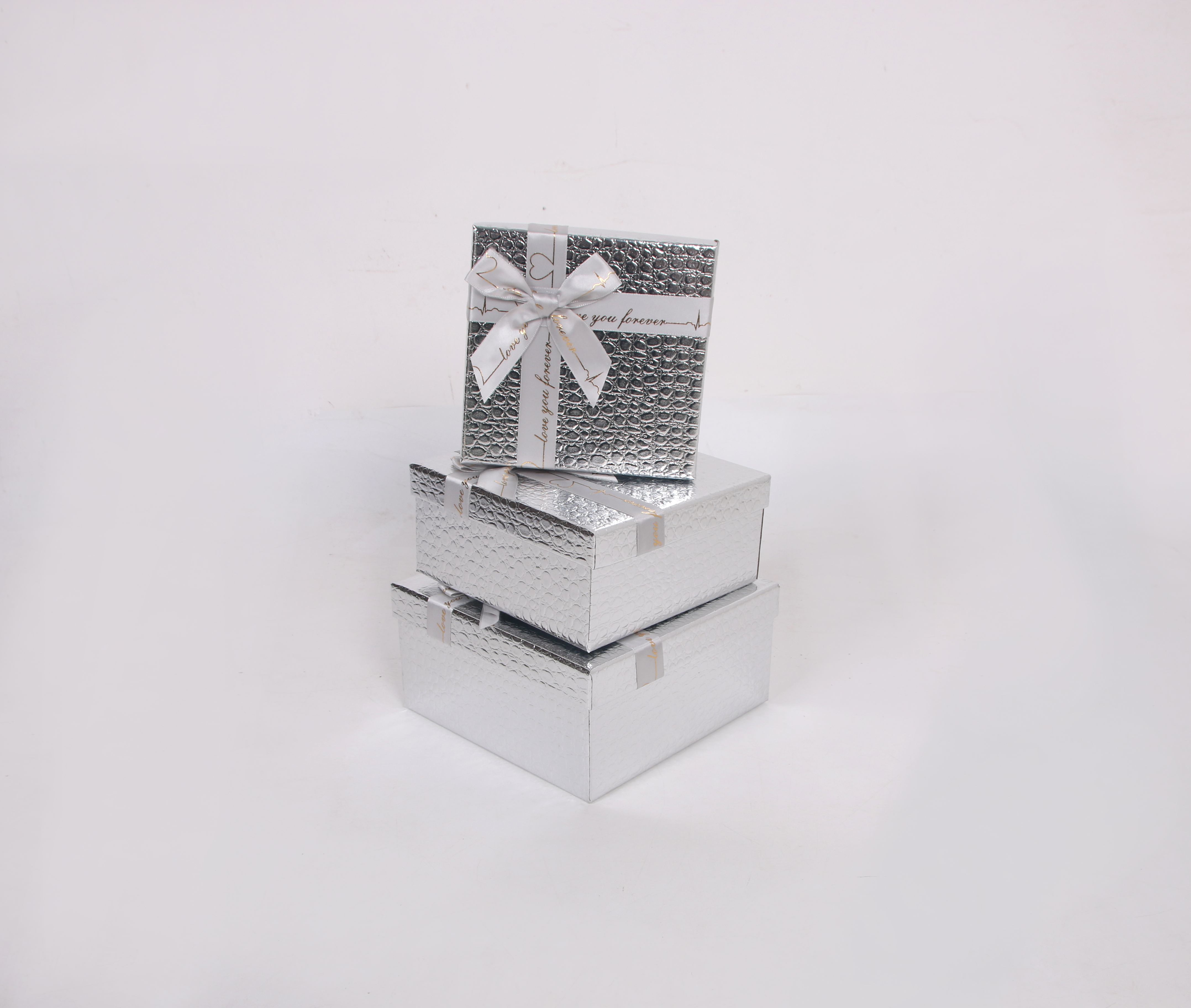 3403 square three-piece set, exquisite lychee pattern gift box, handcrafted ribbon bow, factory direct sale pic 3