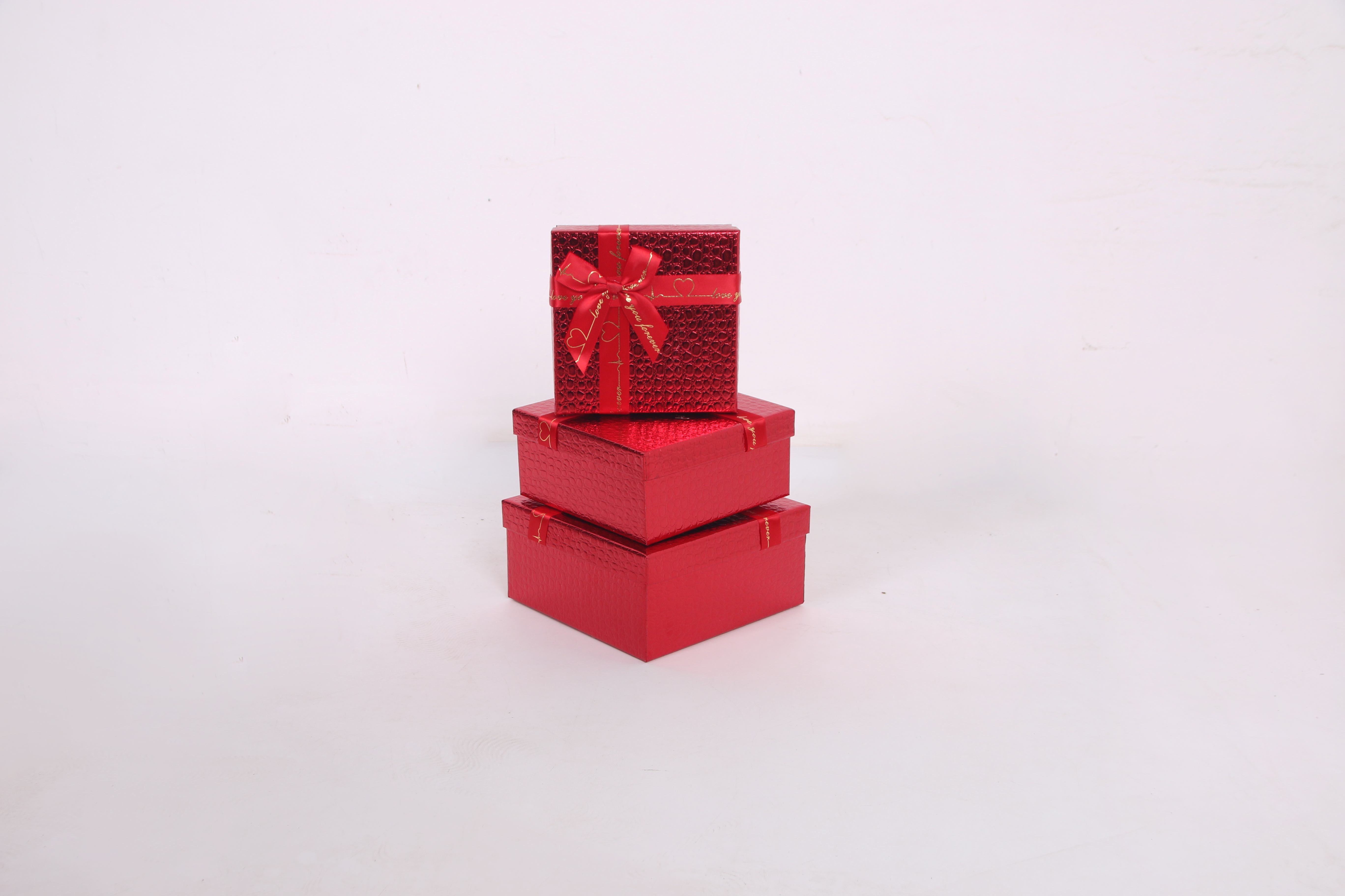 3403 square three-piece set, exquisite lychee pattern gift box, handcrafted ribbon bow, factory direct sale pic 2