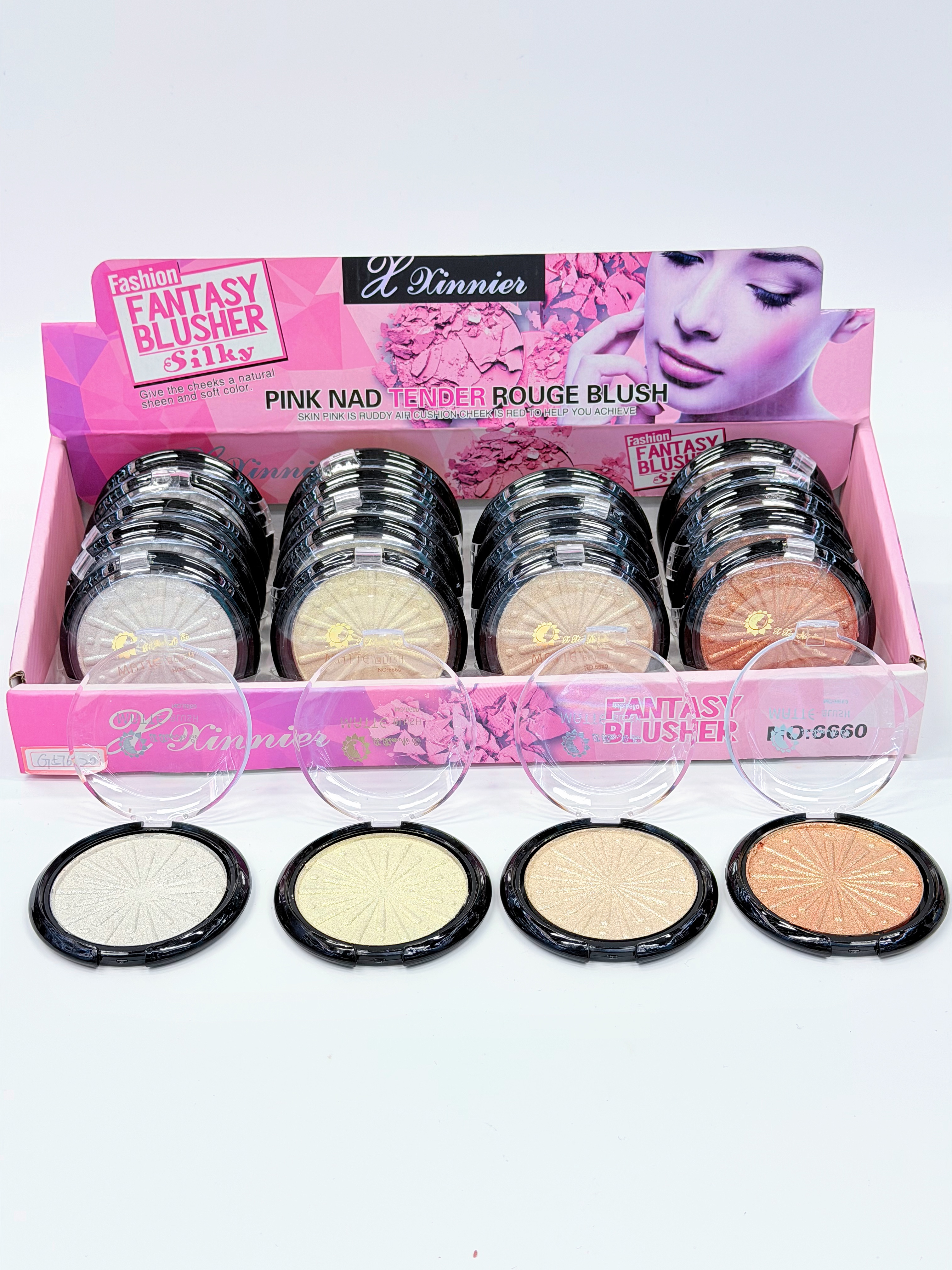 Cross-border high-gloss four-color chrysanthemum sparkling high-gloss powder fine professional makeup export details Picture