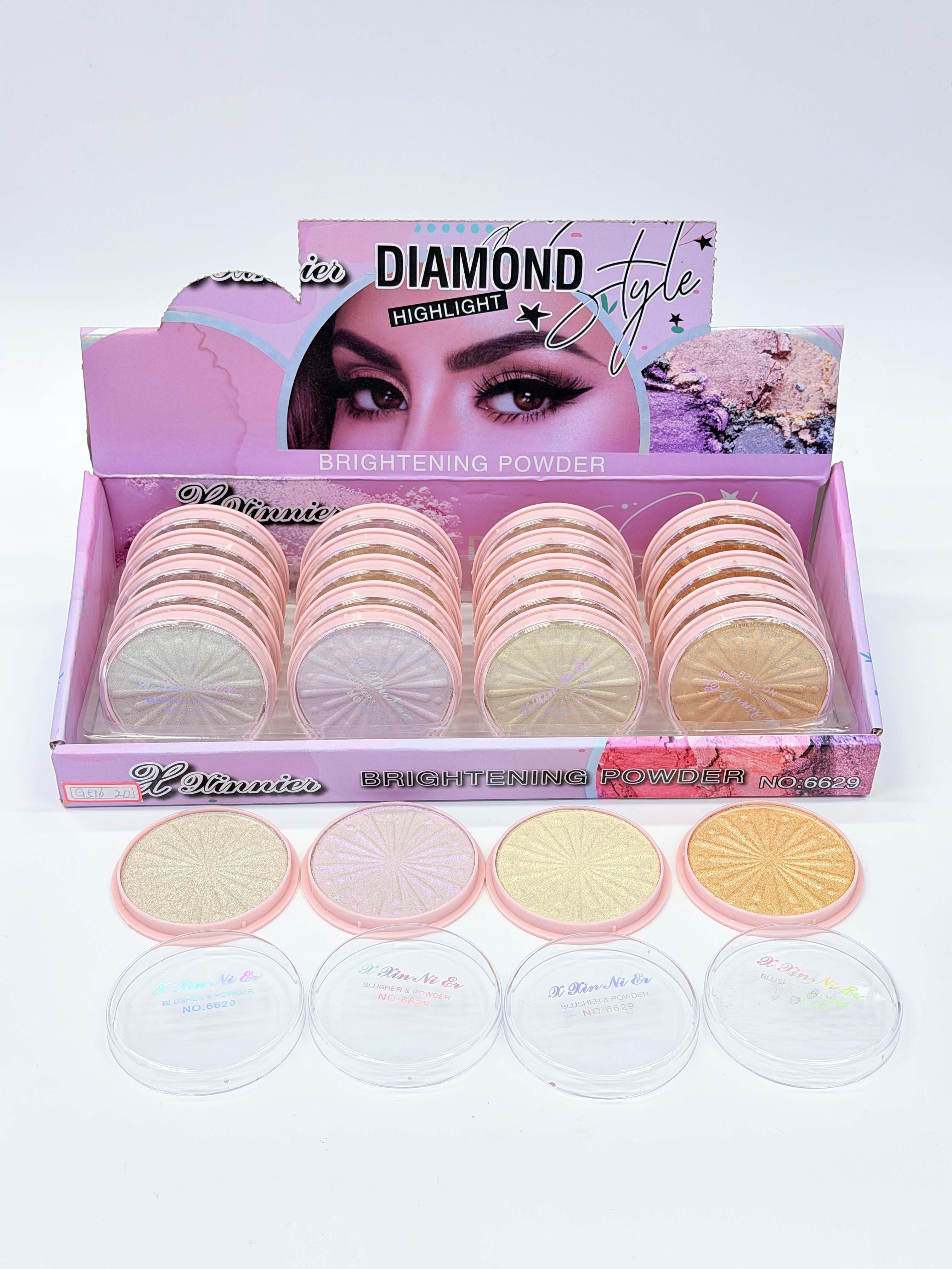 Cross-border eyeshadow LUYISI four-color sunflower high-gloss powder, fine texture, professional makeup export details Picture