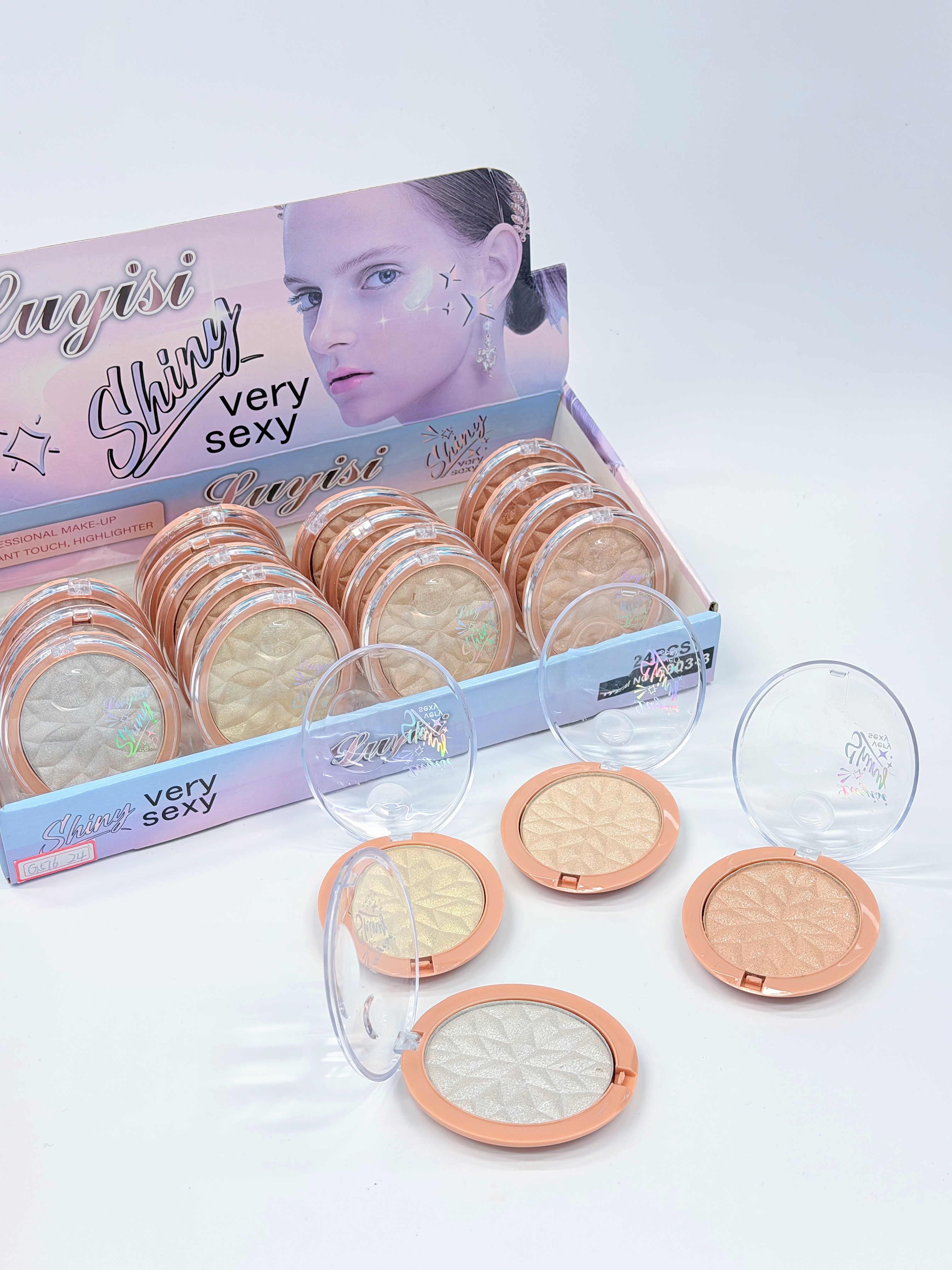 Cross-border high-gloss oval diamond high-gloss powder fine professional cosmetics export Specification drawing