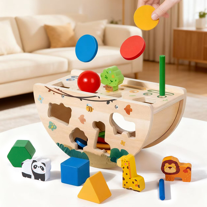Shape matching intelligence coin box, children's wooden educational toy, shape matching Montessori early education children's wooden matching game, shape color classification, logical thinking training, early education educational toy thumbnail