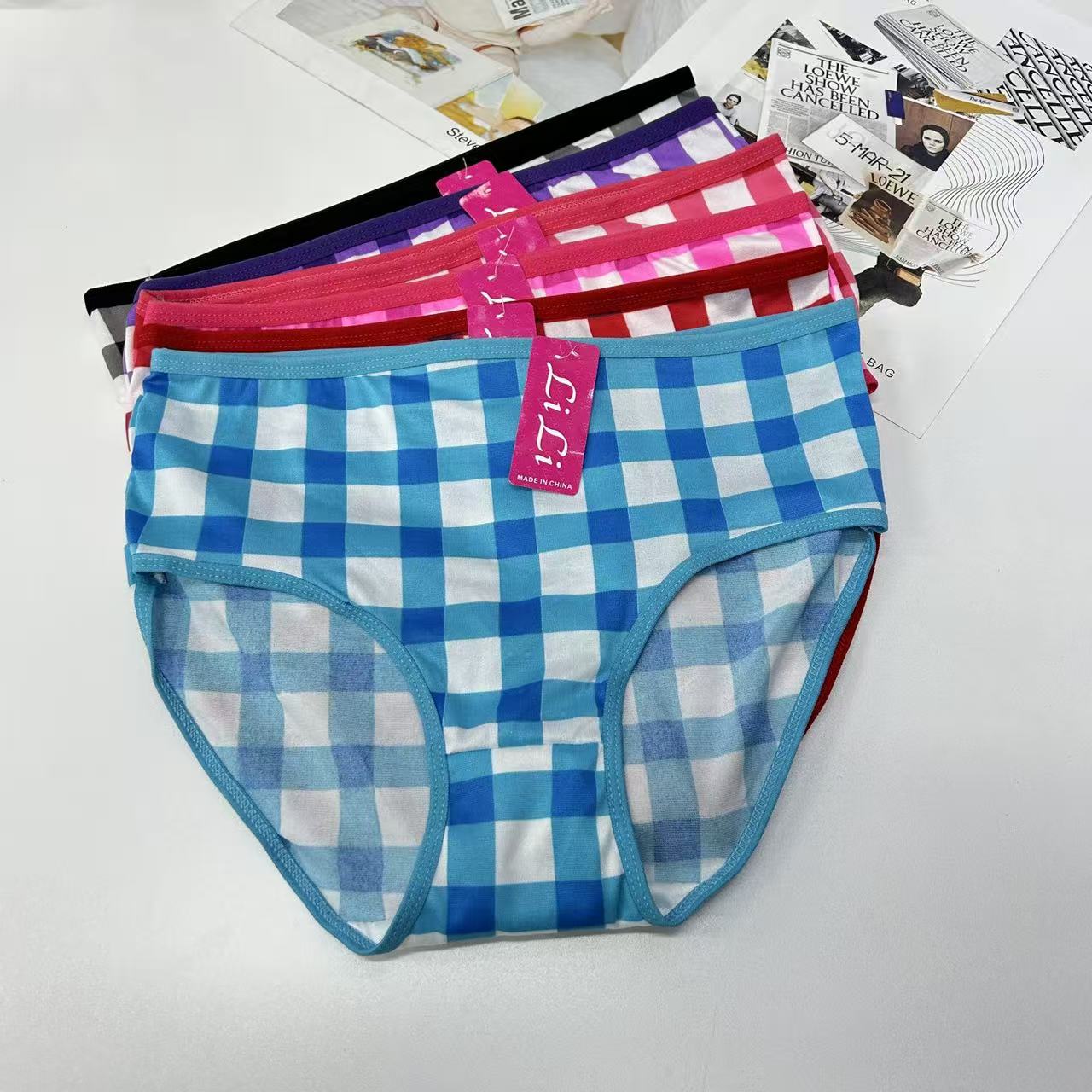 DD-317# 31-head mixed-color women's underwear with a back cover, women's checkered print export underwear, women's underwear with milk silk printing patterns, women's briefs, underwear, underwear are selling well in Africa and South America, QNI Specification drawing