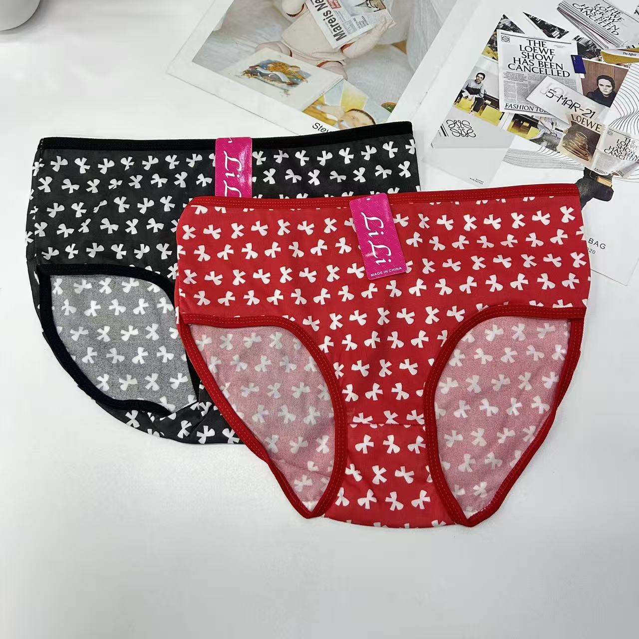 DD-8226# 31-head mixed-color women's underwear at the back, bow-printed export underwear, women's underwear with milk silk printing patterns, women's briefs, underwear, underwear are selling well in Africa and South America, QNI details Picture