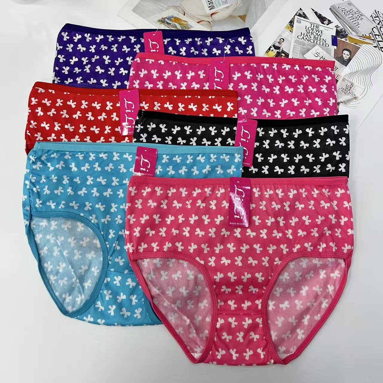 DD-8226# 31-head mixed-color women's underwear at the back, bow-printed export underwear, women's underwear with milk silk printing patterns, women's briefs, underwear, underwear are selling well in Africa and South America, QNI Item Picture