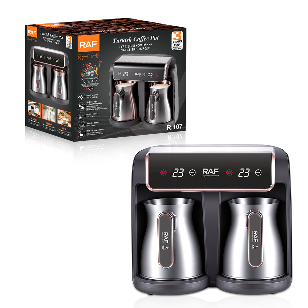 RAF European standard cross-border Turkish coffee pot, double cups, 0.3L touch temperature display coffee machine, multi-functional hot milk Application Scenario