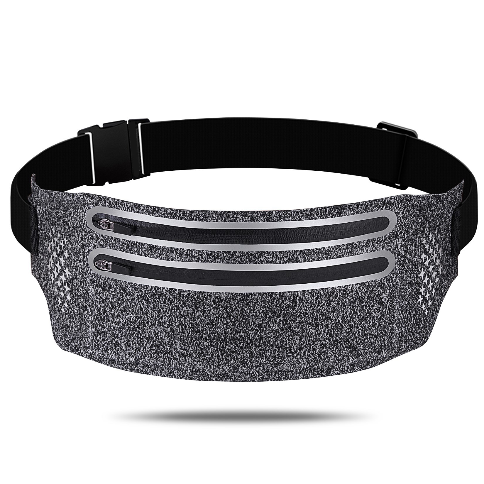 Men's elastic Leica ultra-thin voltage women's fitness belt, waterproof mobile phone portable outdoor sports storage bag, cross-border reflective strip running belt Item Picture