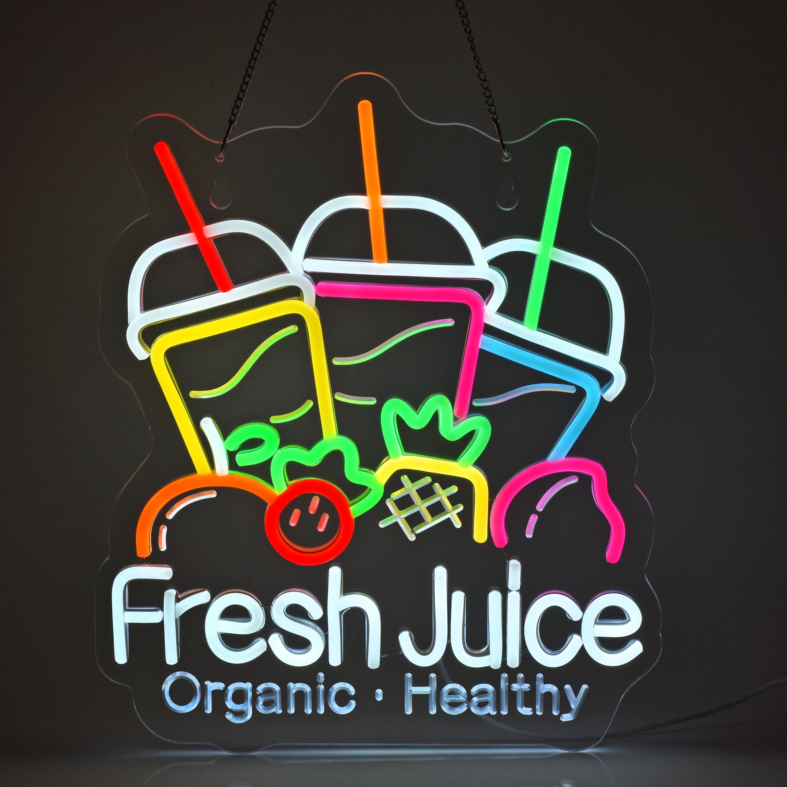 霓虹灯招牌Fresh Juice有机健康果汁广告牌LED灯箱发光画板