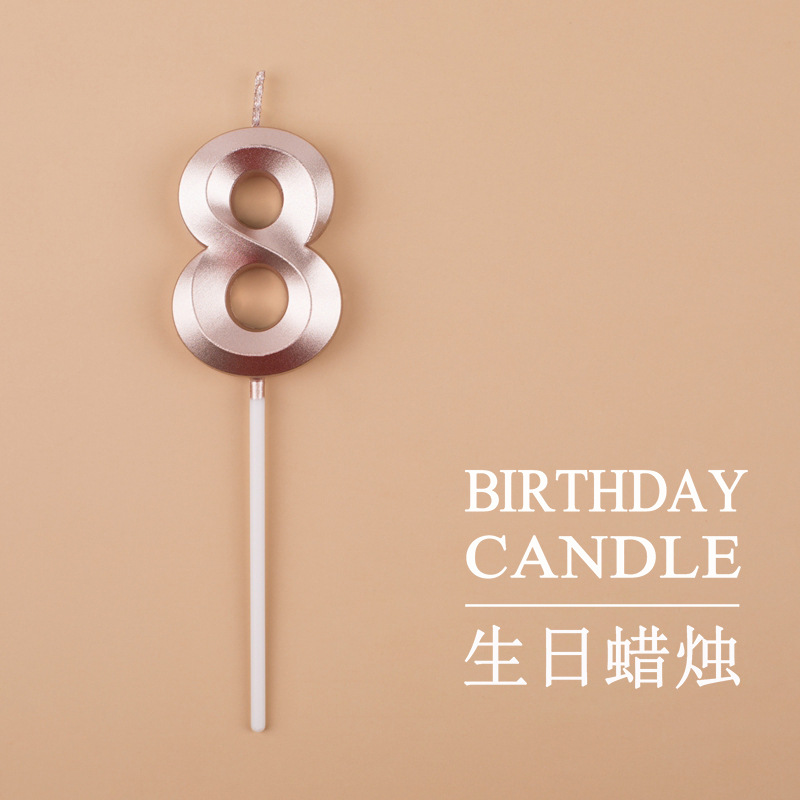 Birthday party cake, decorated candles, gilded numbers, silver and pink, exquisite birthday number candles, supplied by the manufacturer details Picture