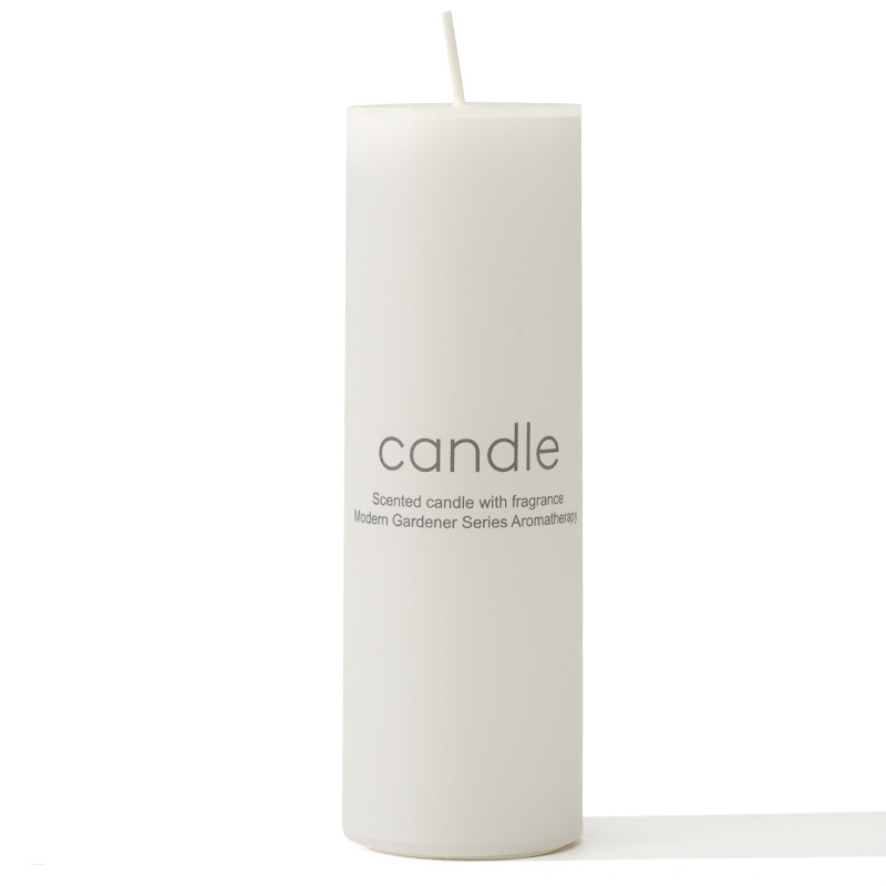 European-style ivory white cylindrical candles, classic romantic column wax, wedding hotel thick candles, scented candles details Picture