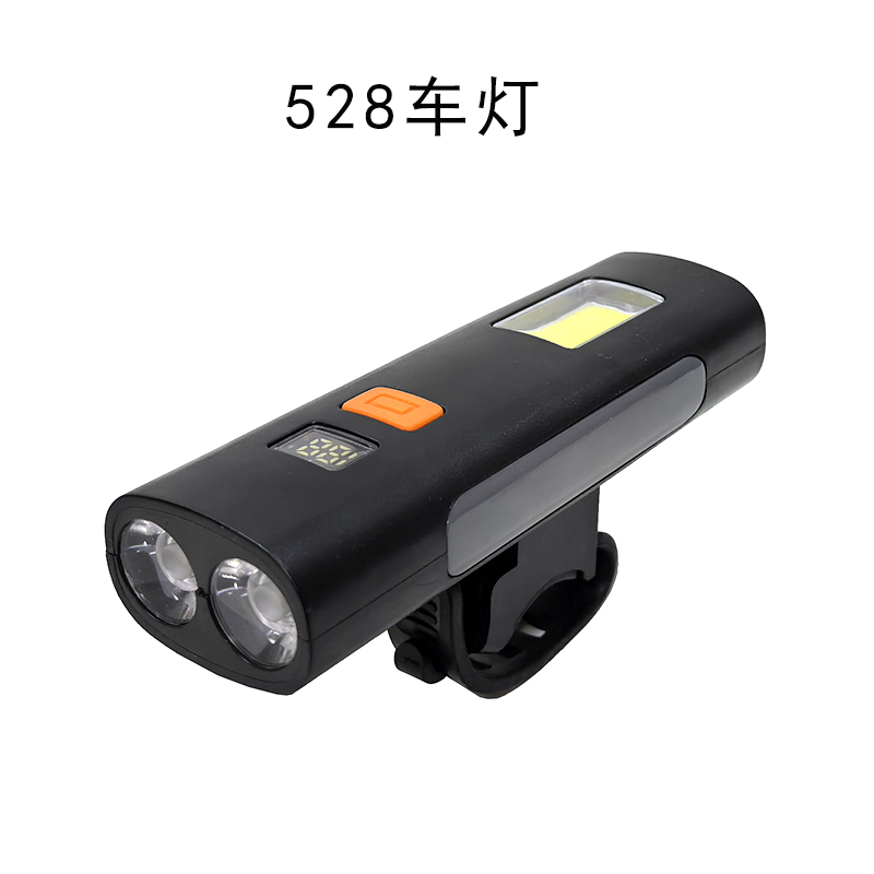 528USB充电数显塑料自行车前灯强光侧光单车前灯夜骑行山地车照明灯手电筒