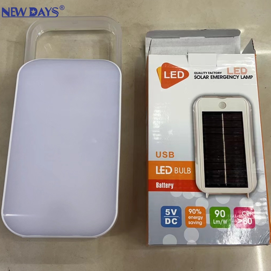 NEWDAYS brand cross-border new led bulb white solar portable charging lamp, equipped with USD interface charging cable, outdoor emergency lighting led lamp solar lamp Specification image