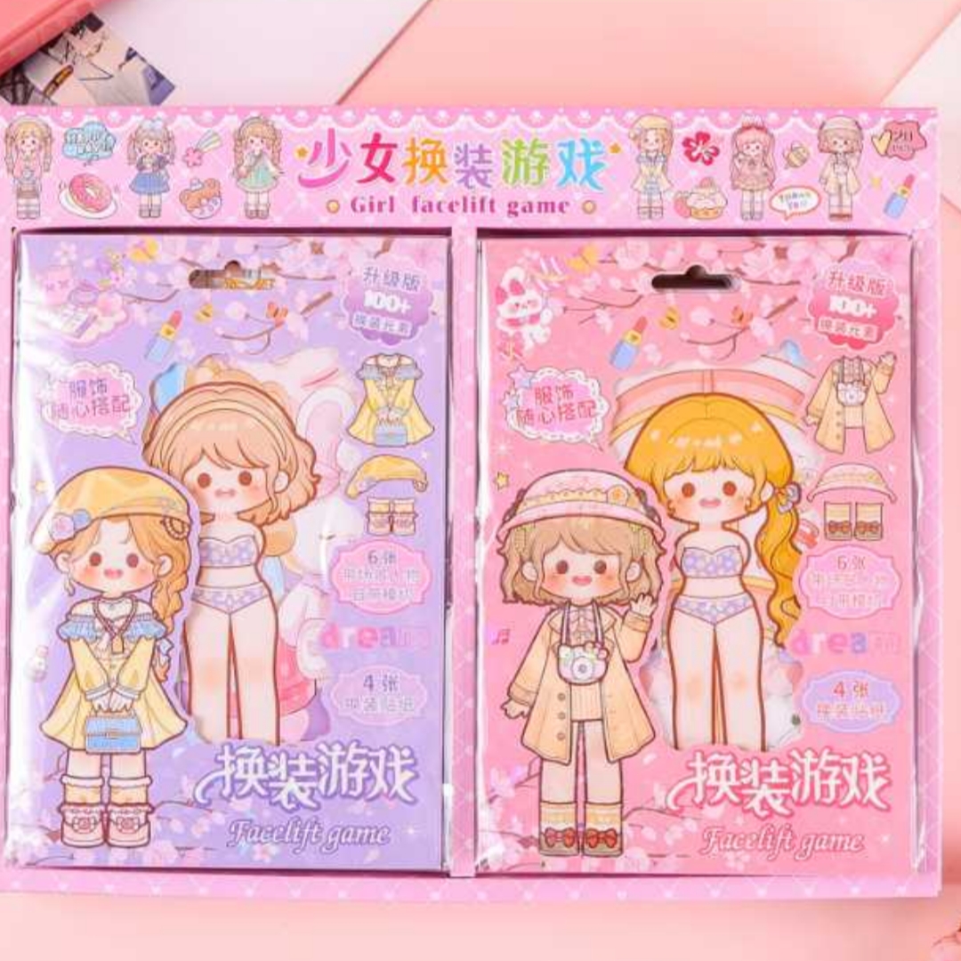 少女换装贴纸本 DIY人物换装游戏免裁剪随心搭配手账素材贴纸