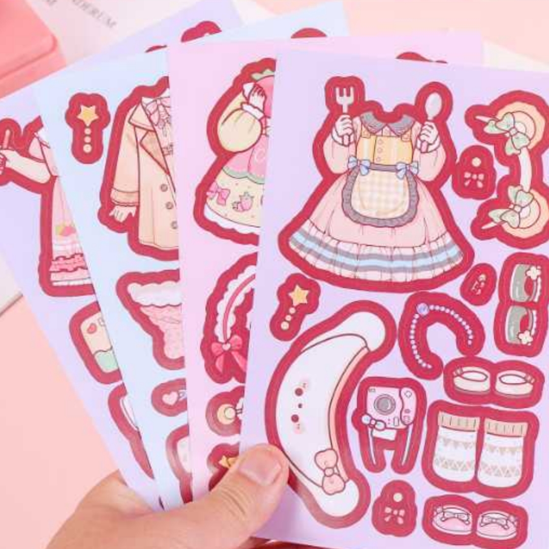 DIY character dress-up game for girls, no need for cutting, freely combine and match diary material stickers Item Picture