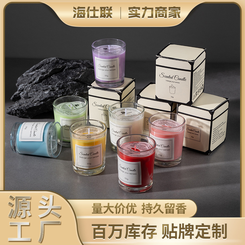 Gift box set of scented candles, high-end glass cups, soy candles, smokeless scented candles, birthday gifts and souvenirs Application Scenario