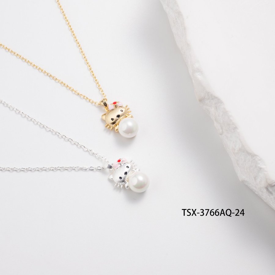 Xuhui's new copper-plated real gold and pearl-inlaid collarbone chain necklace is sweet, fashionable and versatile details Picture