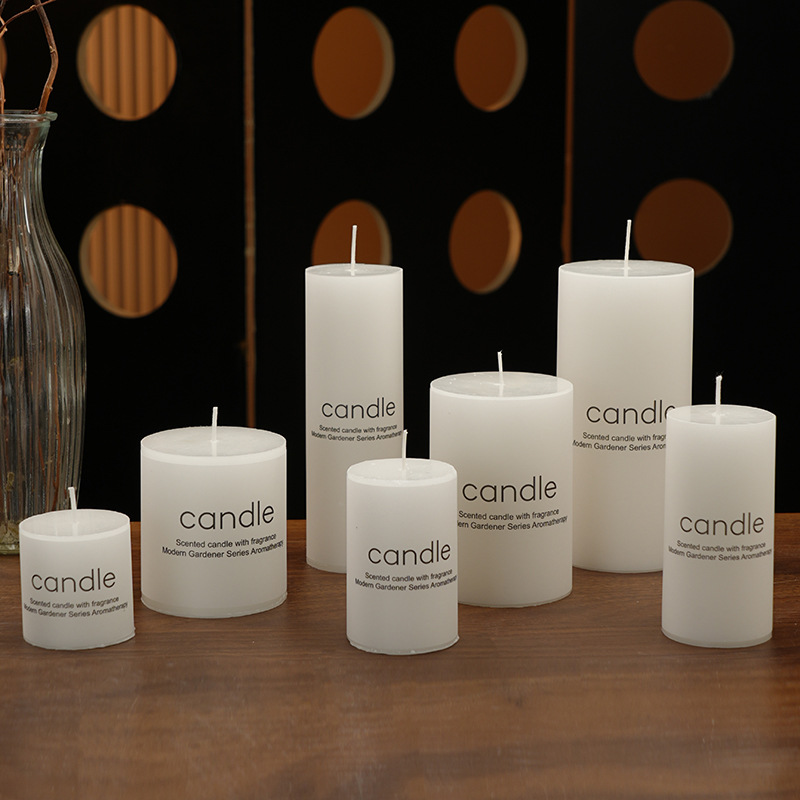 European-style ivory white cylindrical candles, classic romantic column wax, wedding hotel thick candles, scented candles Specification image