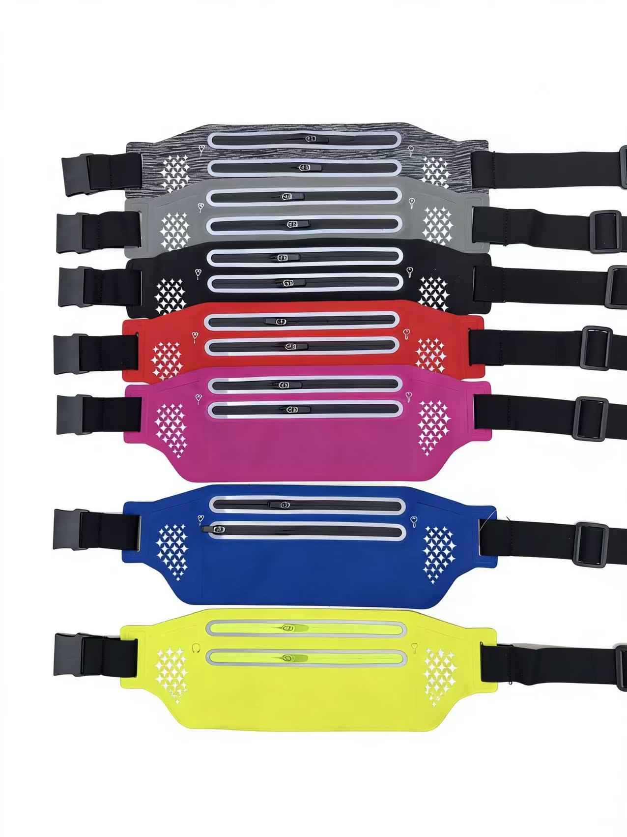 Men's elastic Leica ultra-thin voltage women's fitness belt, waterproof mobile phone portable outdoor sports storage bag, cross-border reflective strip running belt pic 4