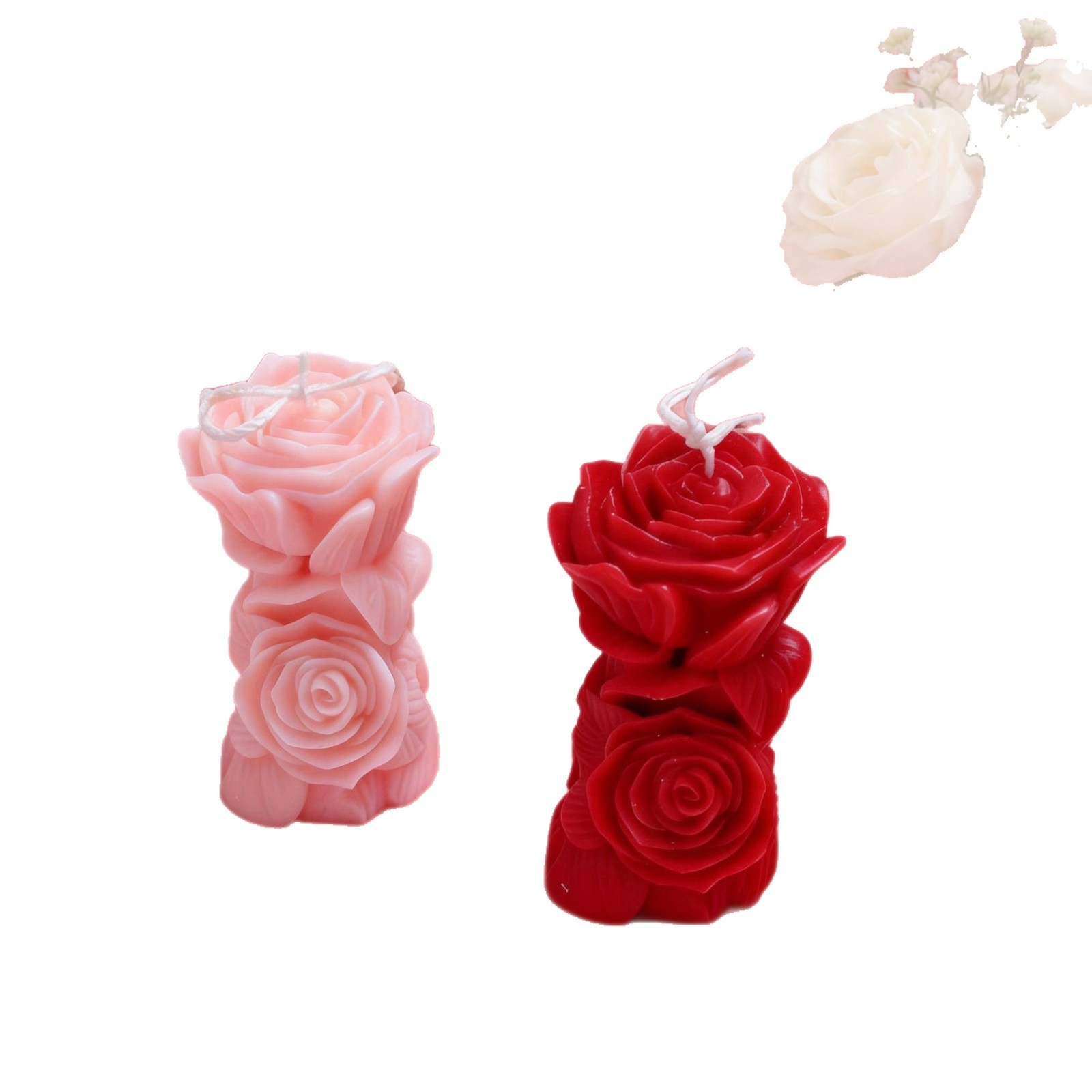 Valentine's Day decorative rose pillar-shaped scented candle, soy wax scented scented bedroom high-end gift Specification image
