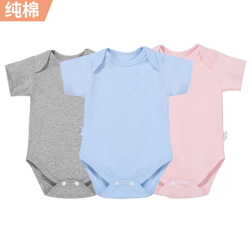 OEKO跨境新生儿衣服夏季短袖女宝宝包屁衣a类哈衣爬服婴儿连体衣0-3个月