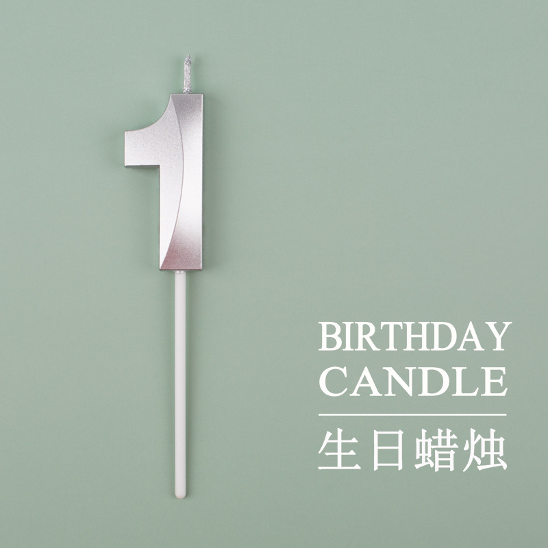 生日派对蛋糕装饰蜡烛镀金数字银色粉色精美生日数字蜡烛厂家供应