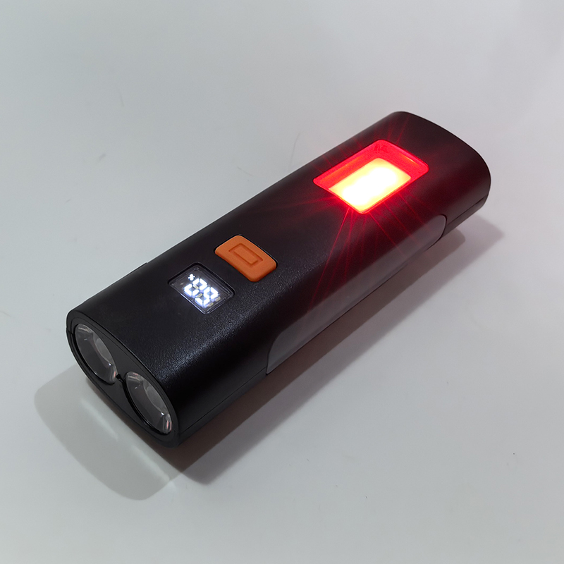 528USB charging digital display plastic bicycle headlight, strong side light, bicycle headlight, night cycling mountain bike lighting lamp, flashlight Item Picture