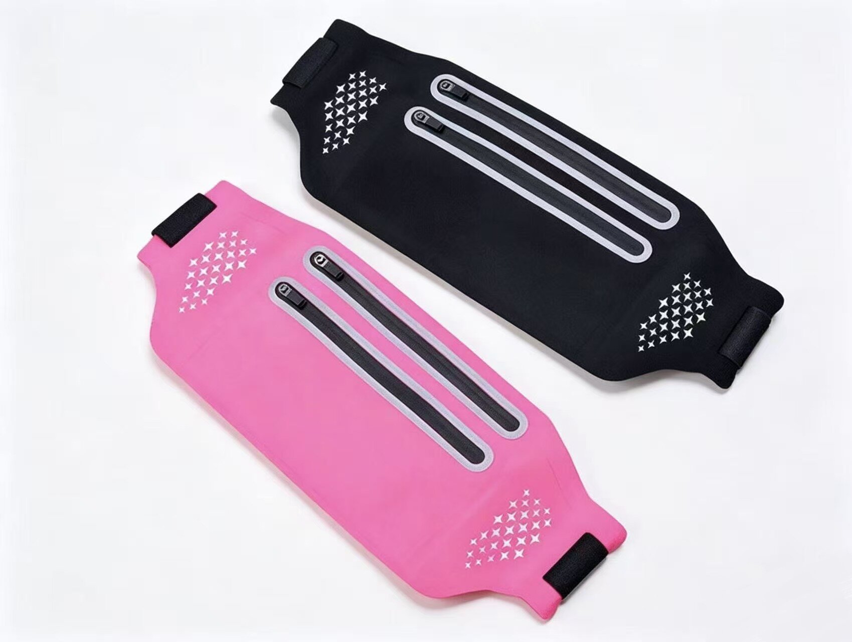 Men's elastic Leica ultra-thin voltage women's fitness belt, waterproof mobile phone portable outdoor sports storage bag, cross-border reflective strip running belt details Picture